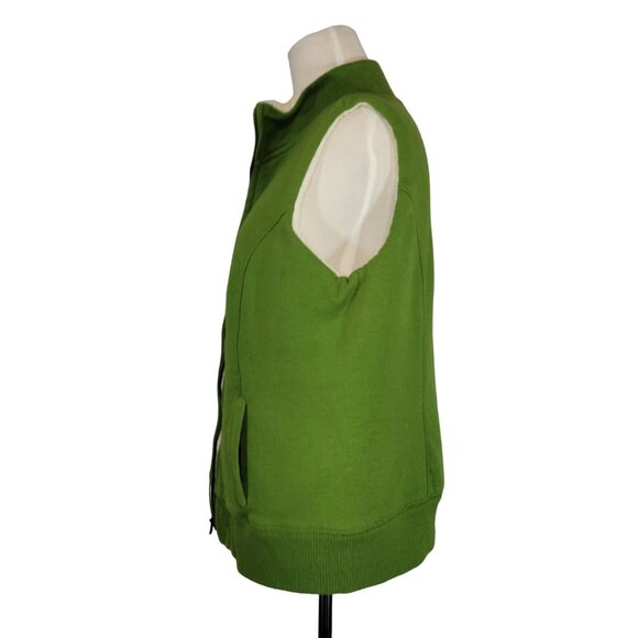 Old Navy Large Fleece Lined Zippered Vest Pockets Green Elastic Bottom Hem COMFY - Picture 4 of 11
